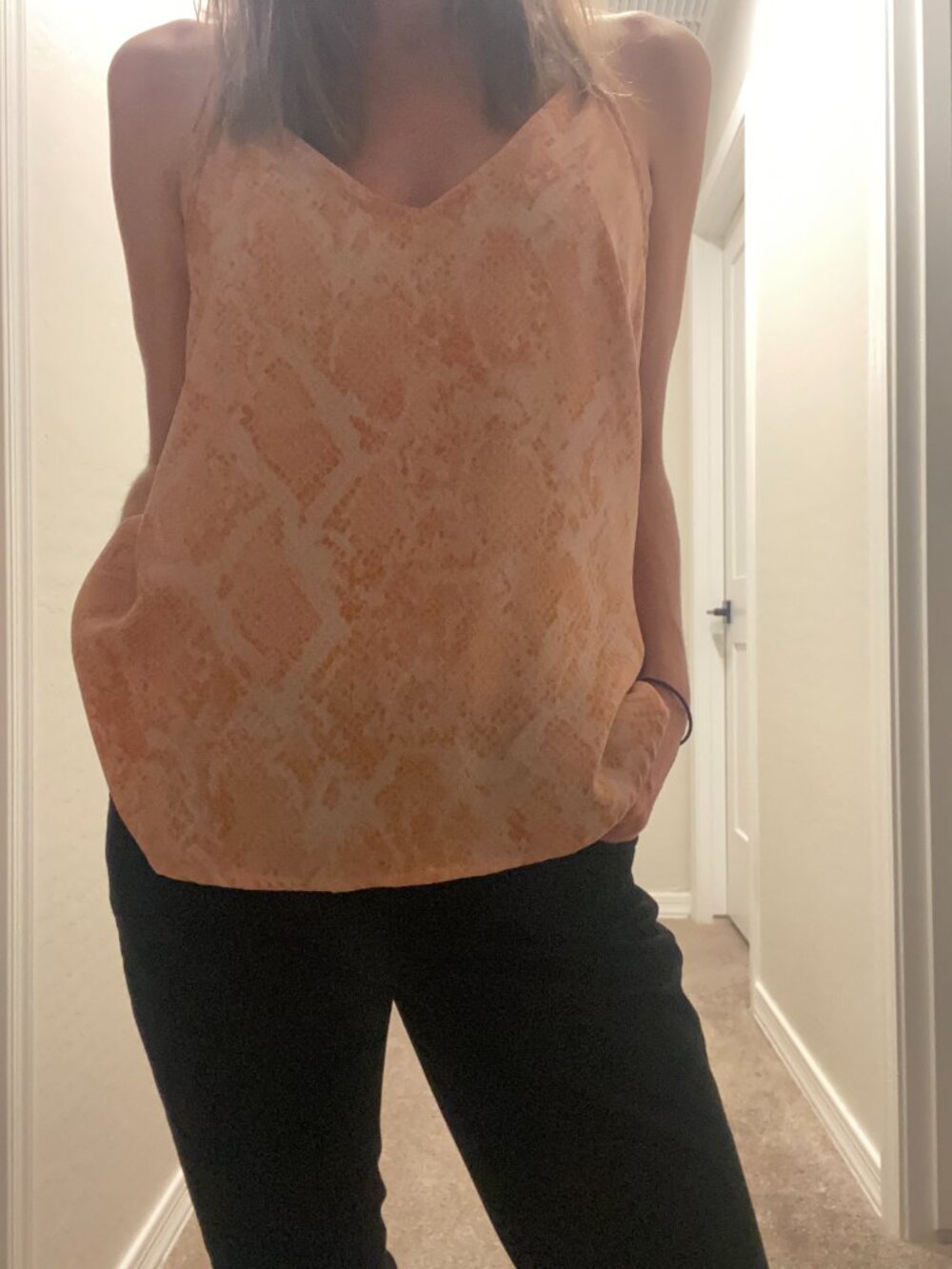 Flowy Snake Print Cami Tank | A New Day | Satin Peach Pink XS